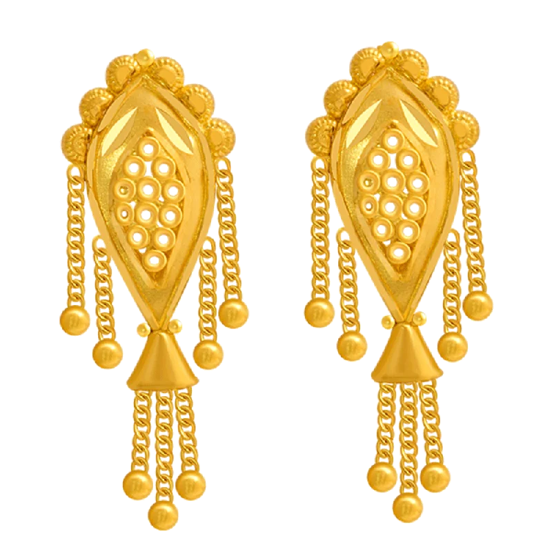 Customized Initial Earrings-22KT Yellow Gold Jhumki Earrings For Women