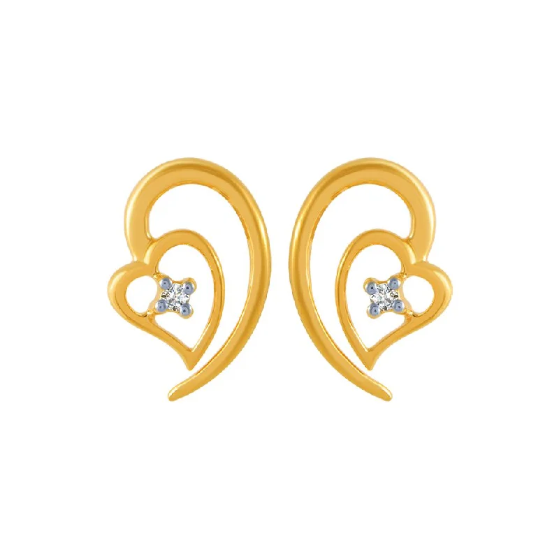 Sterling Silver Stud Earrings-18k (750) Yellow Gold And Diamond Stud Earrings For Women