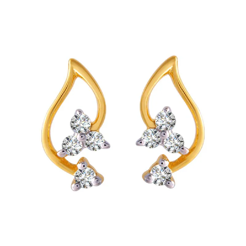 Round Earrings for Women-18KT (750) Yellow Gold And Diamond Clip-on Earrings For Women