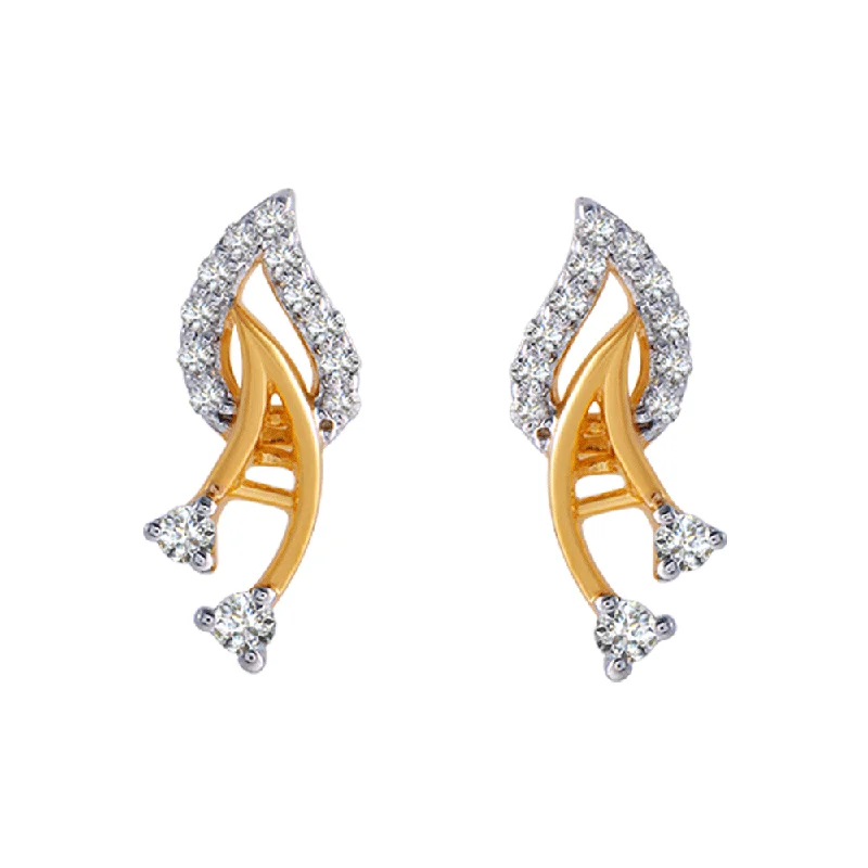 Natural Stone Earrings-18KT (750) Yellow Gold And Diamond Clip-on Earrings For Women