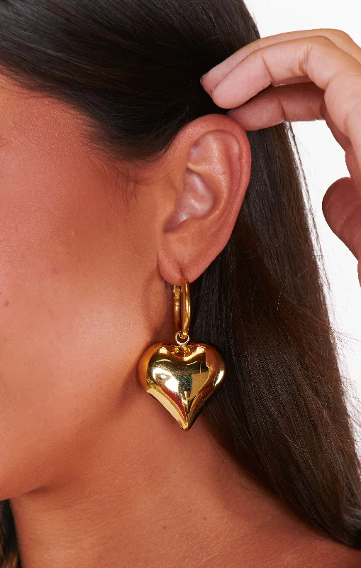 Elegant Crystal Earrings-Bracha Big Love Earrings ~ Gold