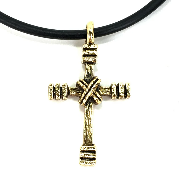 Elegant Wedding Pendant Necklaces-Rugged Cross Necklace Gold