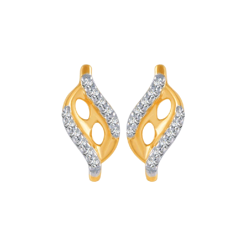 Large Statement Earrings-18KT (750) Yellow Gold And Diamond Stud Earrings For Women