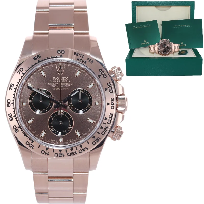 Men’s Digital Watches with Stopwatch-NEW 2021 Rolex Daytona Rose Gold Chocolate Stick Dial 116505 Chrono Watch Box