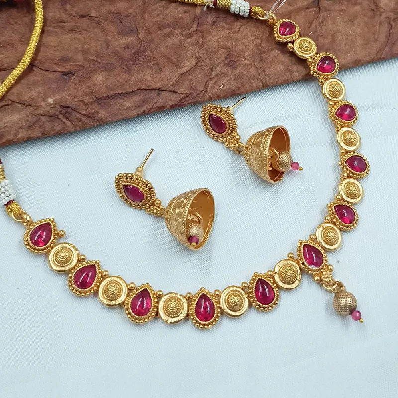 Multi-Colored Bead Necklaces-Padmawati Bangles Gold Plated Pota Stone Necklace Set