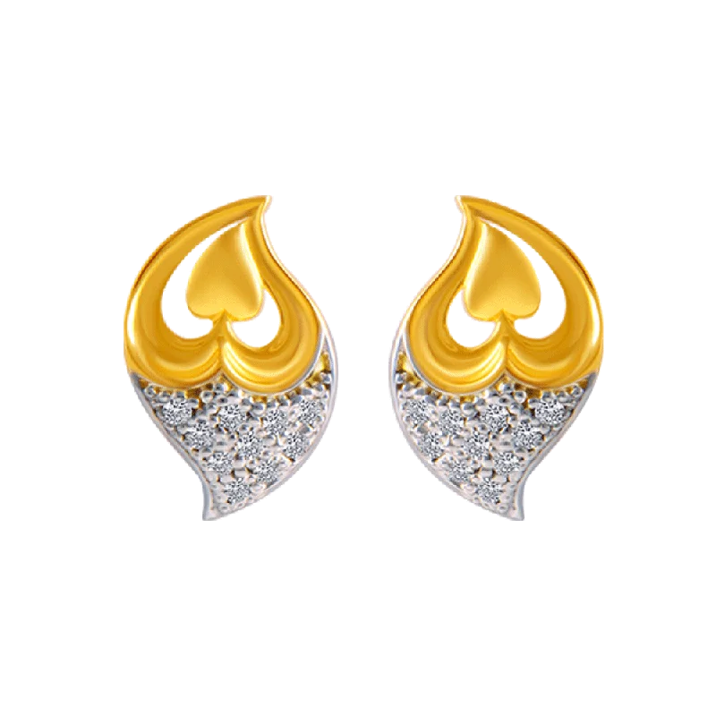 Trendy Dangle Earrings-14KT (585) Yellow Gold And American Diamond Stud Earrings For Women