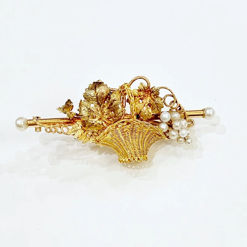 Luxury Brooch with Gemstone and Pearl Accents-Luxury Brooch with Gemstone and Pearl Accents-Estate Collection Brooch - Antique 19th Century