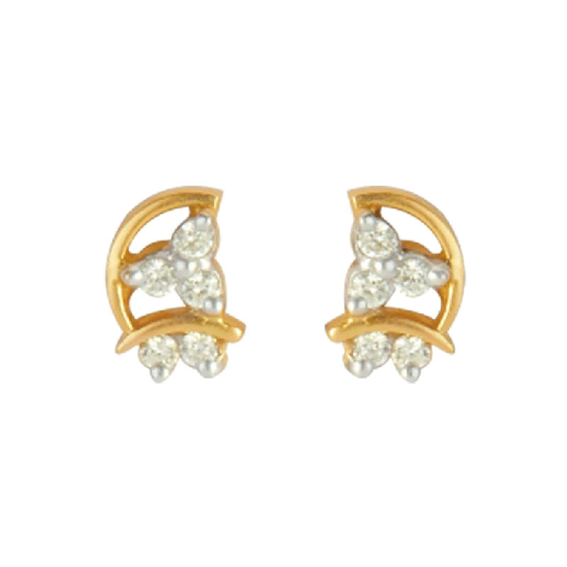 Trendy Dangle Earrings-18KT (750) Yellow Gold And Diamond Stud Earrings For Women