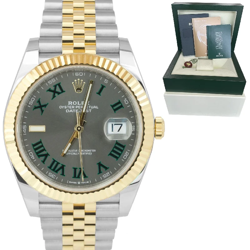 Luxury Sports Watches for Women-Rolex DateJust 41 126333 Wimbledon Two-Tone Gold Steel 41mm Jubilee Watch BOX