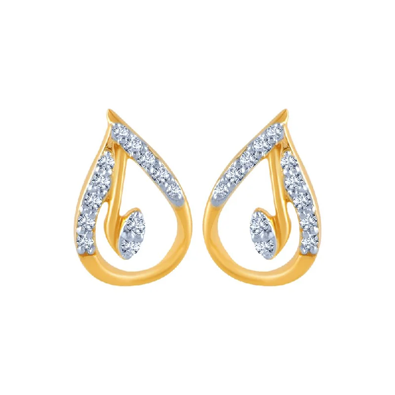 Elegant Wedding Earrings-18k (750) Yellow Gold And Diamond Stud Earrings For Women