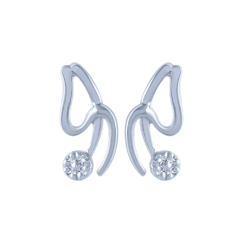 Unique Earrings for Gifts-18k (750) White Gold And Diamond Stud Earrings For Women