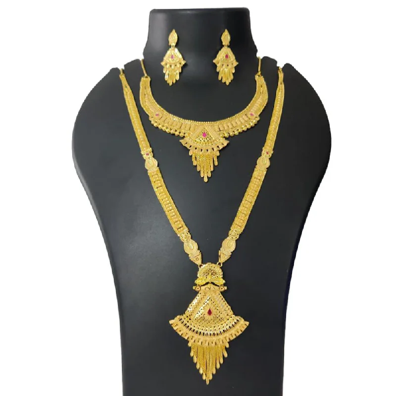 Unique Necklace Designs-Pari Art Jewellery Forming Double Necklace Set