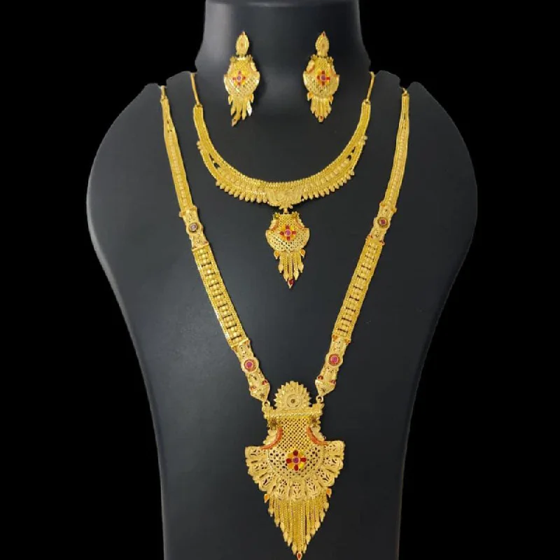 Stylish Layered Necklaces-Pari Art Jewellery Forming Double Necklace Set