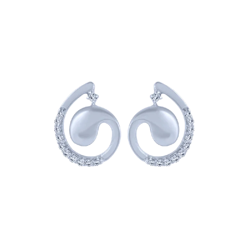 Funky Silver Earrings-18KT (750) White Gold And Diamond Stud Earrings For Women