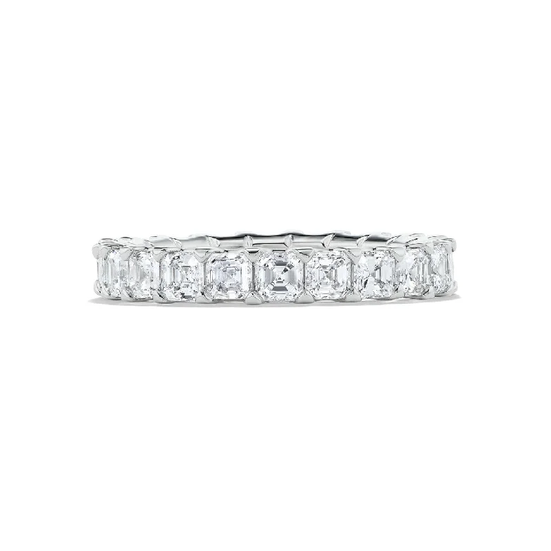 Custom Birthstone Rings-SIGNATURE COMFORT FIT ASSCHER CUT DIAMOND ETERNITY BAND