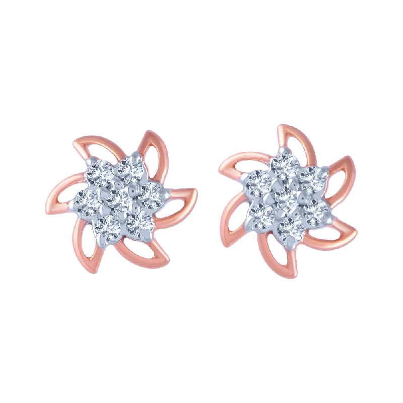 Customizable Earrings for Gifts-18k (750) Rose Gold And Diamond Stud Earrings For Women