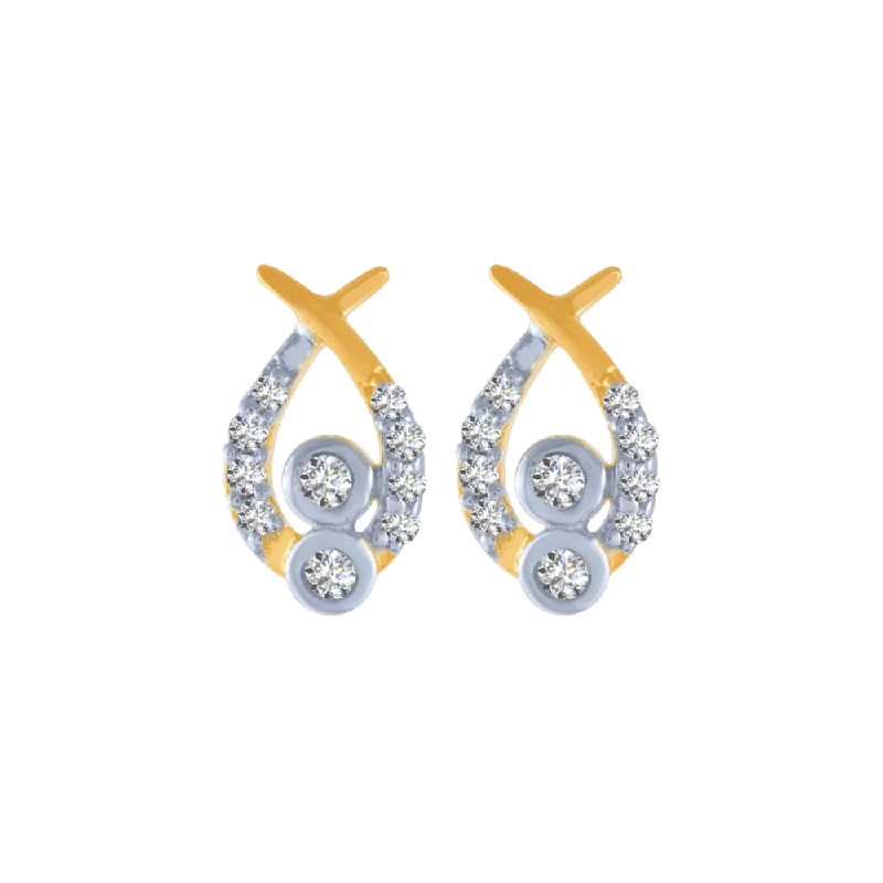 Lightweight Gold Earrings-18KT (750) Yellow Gold And Diamond Stud Earrings For Women