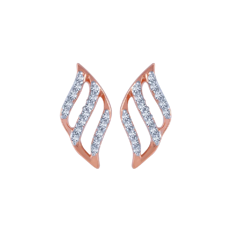 Cute Heart Earrings-18KT (750) Rose Gold And Diamond Stud Earrings For Women