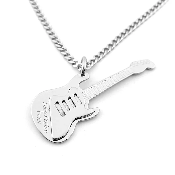 Personalized Infinity Necklaces-Electric Guitar Sing Praise Rhodium Finish Chain Necklace