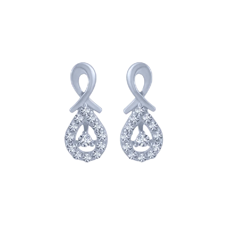 Light Blue Earrings-18KT (750) White Gold And Diamond Stud Earrings For Women