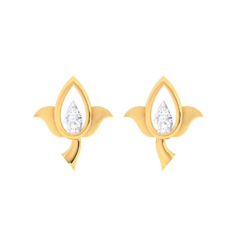 Eco-Conscious Earrings-14k Beautiful Gold Stud Earrings In The Shape Of Lotus