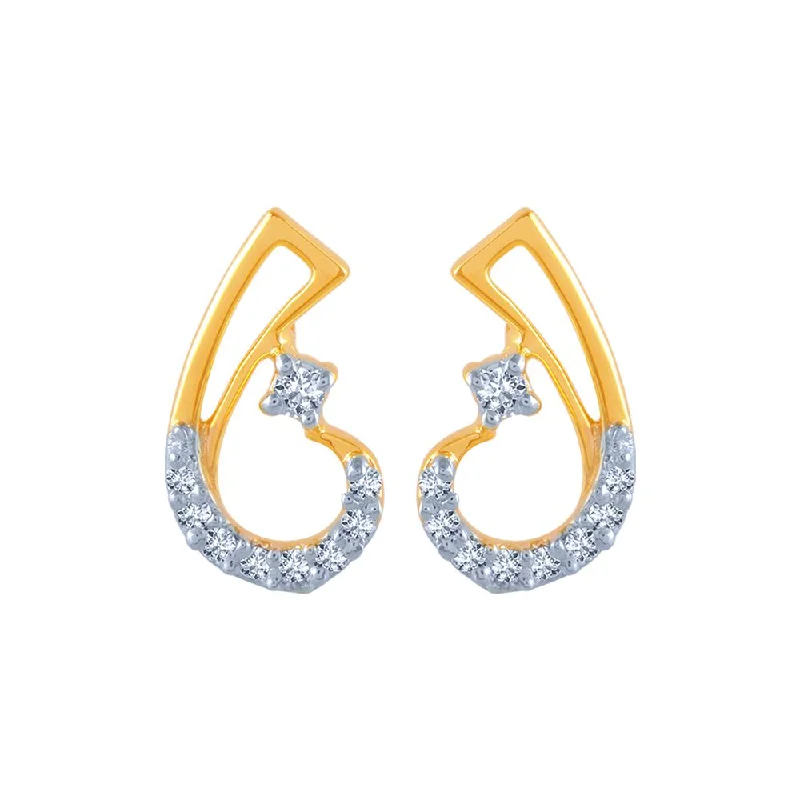 Bold Statement Earrings-18k (750) Yellow Gold And Diamond Stud Earrings For Women