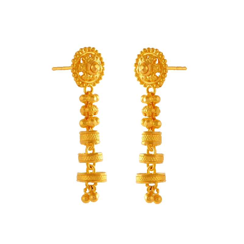 Small Hoop Earrings-22KT Yellow Gold Jhumki Earrings For Women