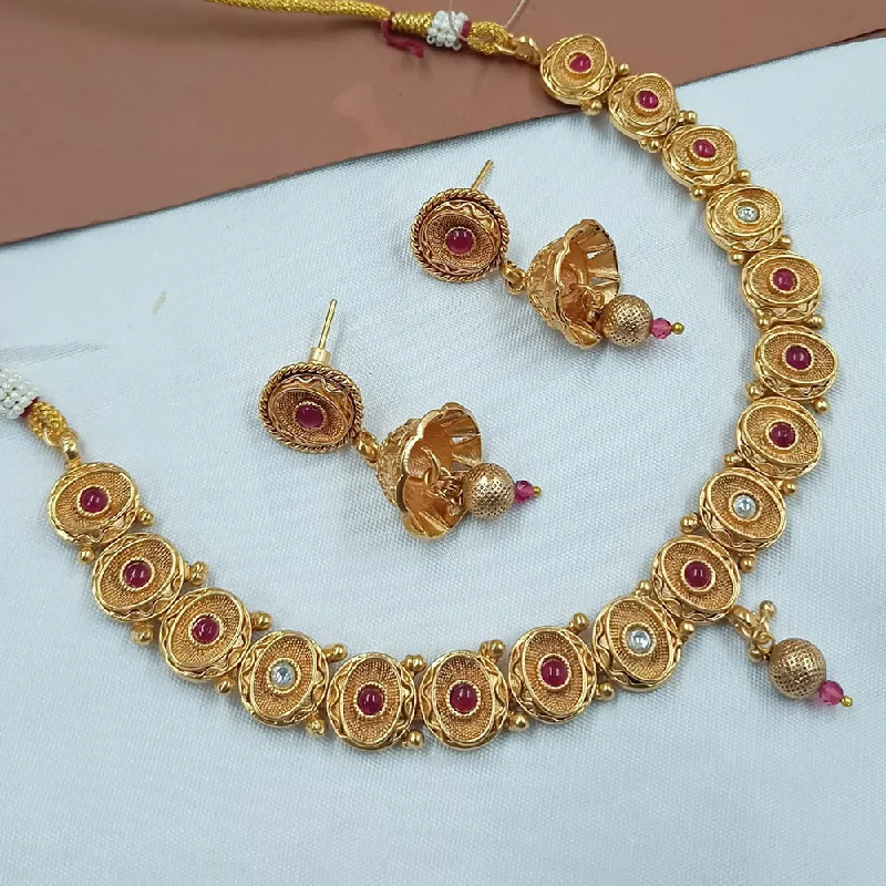 Designer Necklaces for Women-Padmawati Bangles Gold Plated Pota Stone Necklace Set