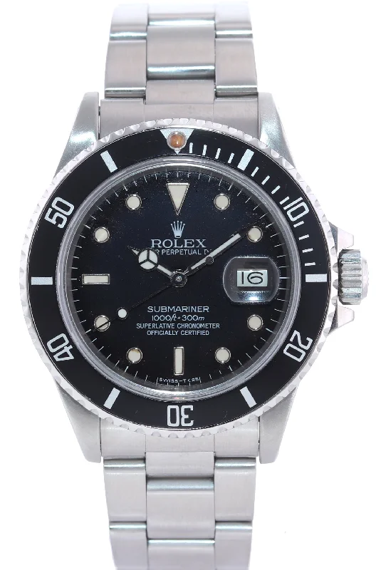 Elegant Women’s Watches with Gemstones-Patina Rolex Submariner Date 16800 Steel Black 40mm Dive Watch Box