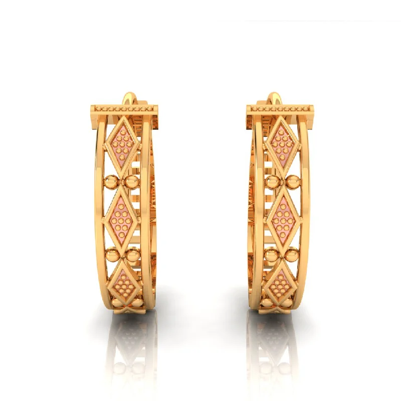 Chunky Earrings for Parties-14k Circular Gold Earrings With Beautiful Design