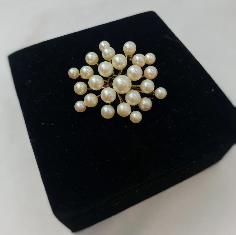 Designer Gemstone Brooch-Designer Gemstone Brooch-Estate Collection Brooch - Vintage Pearl & 14K Gold