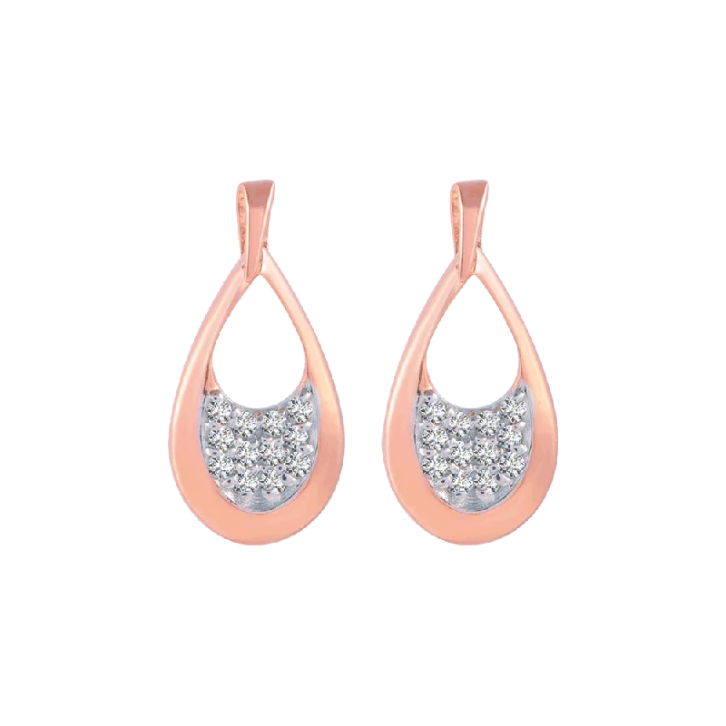 Minimalist Earrings for Work-18KT (750) Rose Gold And Diamond Stud Earrings For Women