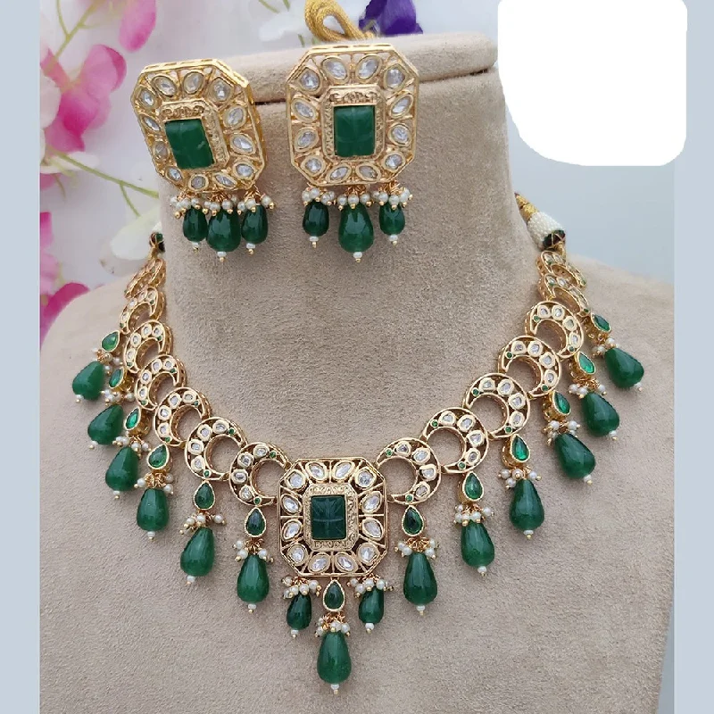 Fashionable Layered Necklaces-Jewel Addiction Gold Plated Kundan Necklace Set