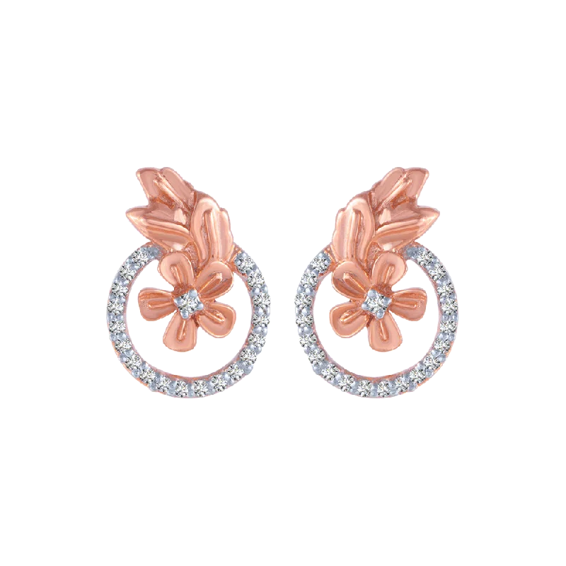 Fashionable Drop Earrings-18KT (750) Rose Gold And Diamond Stud Earrings For Women