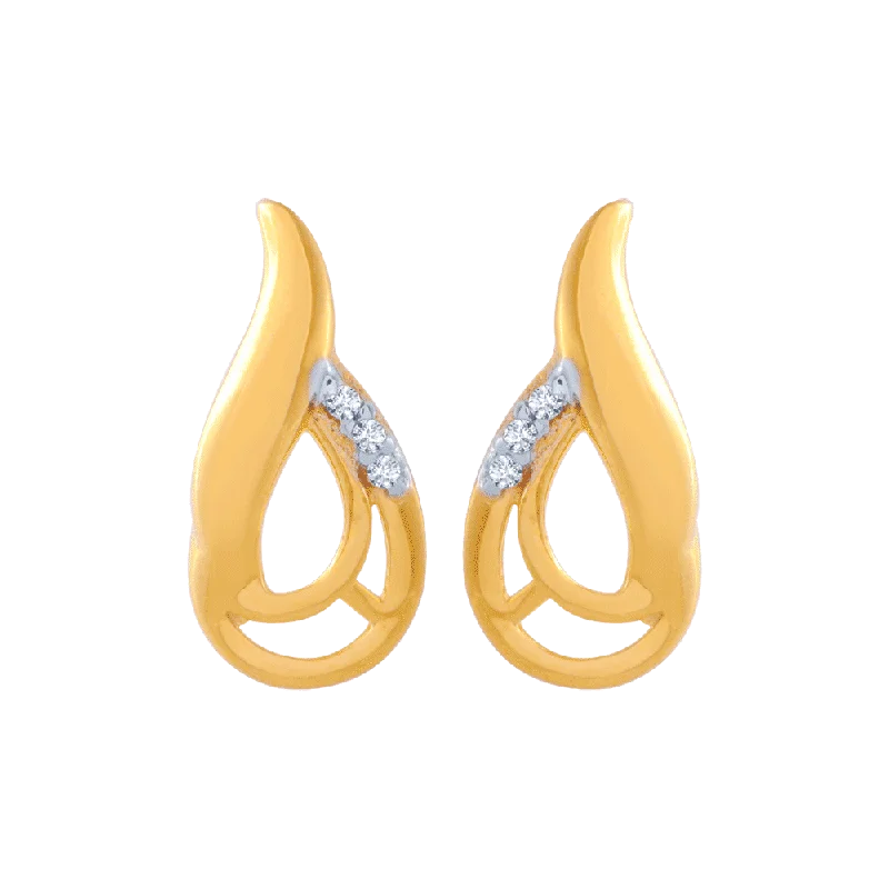 Gold-Plated Earrings for Women-14KT (585) Yellow Gold And American Diamond Stud Earrings For Women