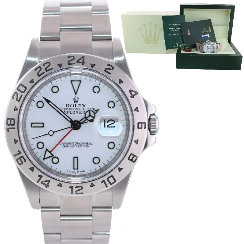 Solar Powered Watches-2010 PAPERS ENGRAVED REHAUT Rolex Explorer II 16570 Polar 40mm 3186 Watch Box