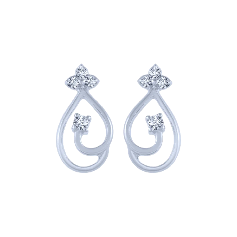 Luxury Earrings for Brides-18KT (750) White Gold And Diamond Stud Earrings For Women