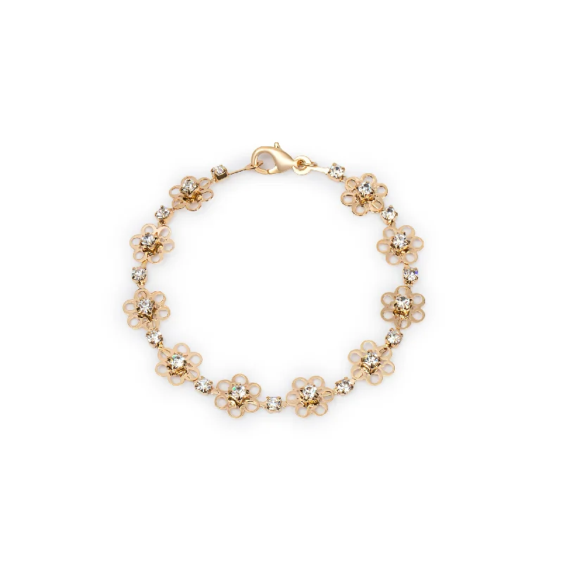 Stylish Silver Cuff Bracelets-THE ICED OUT FLOWER TENNIS BRACELET