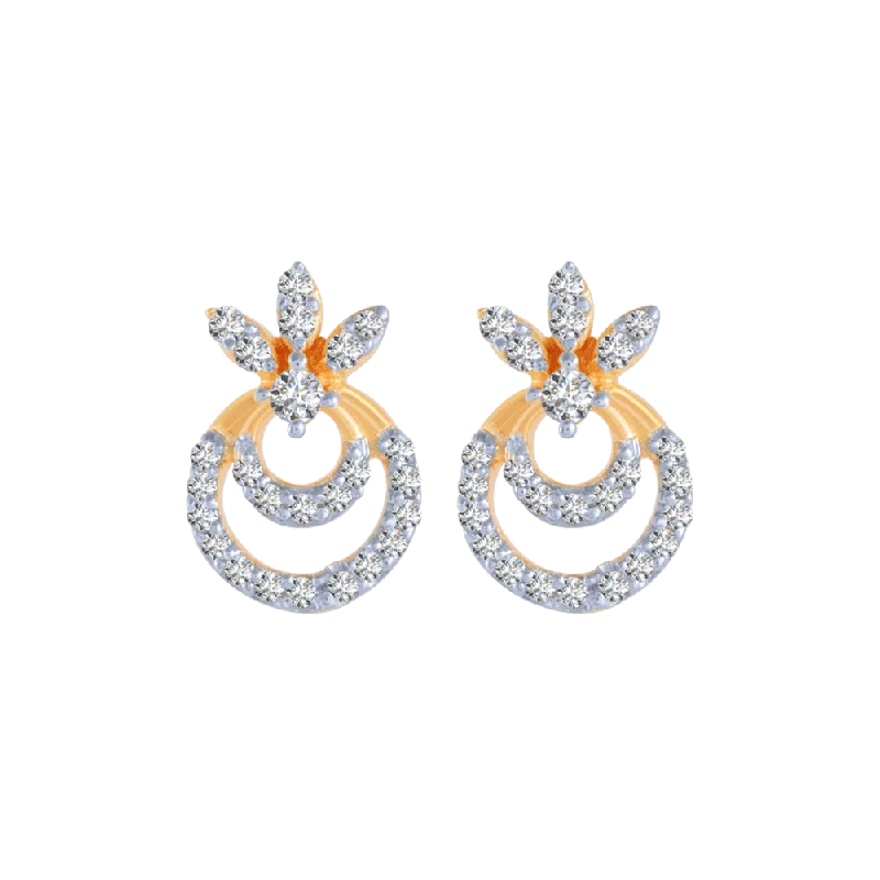 Luxury Pearl Earrings-18KT (750) Yellow Gold And Diamond Stud Earrings For Women