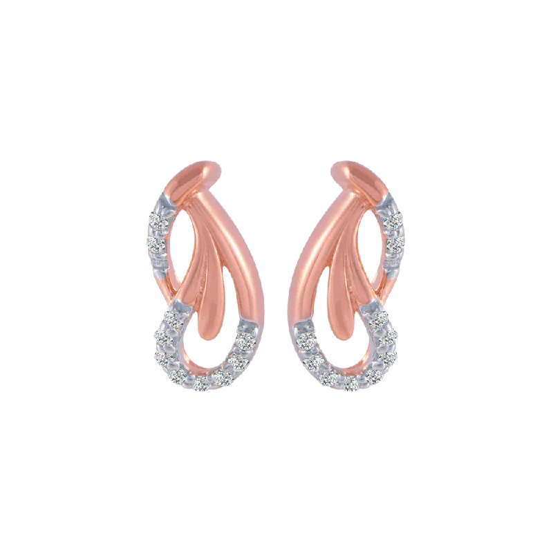 Stylish Hoop Earrings for Women-18KT (750) Rose Gold And Diamond Stud Earrings For Women