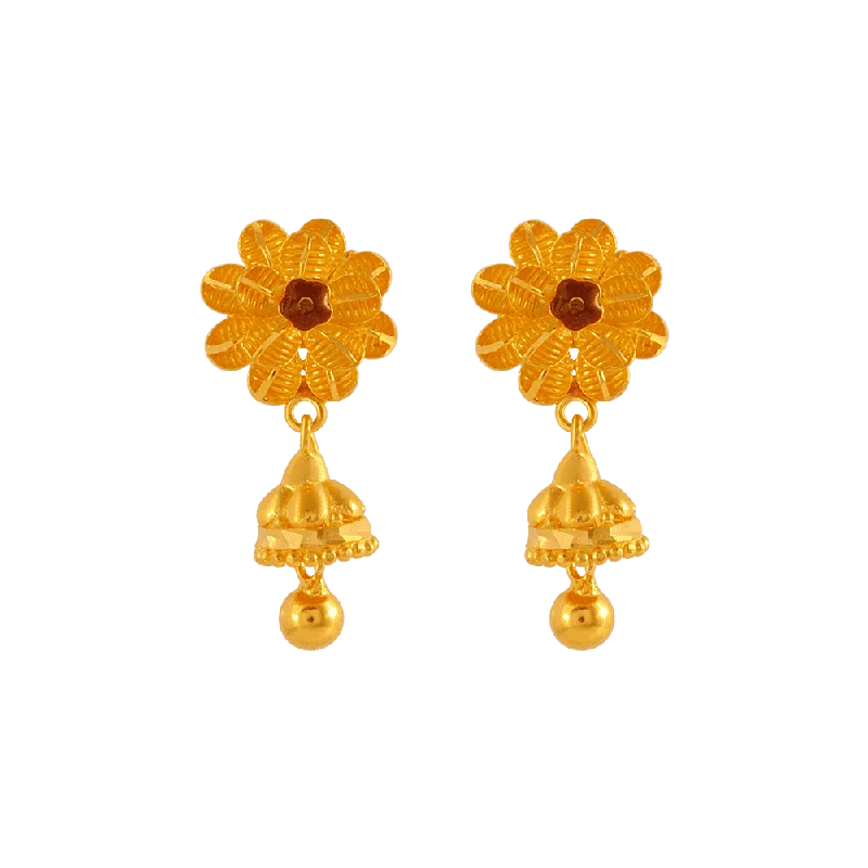 Bold Statement Earrings-22KT Yellow Gold Jhumki Earrings For Women