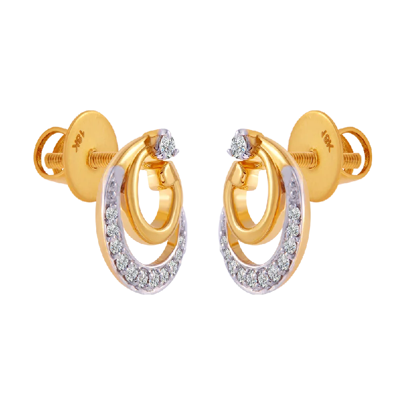 Multi-Tone Earrings-18KT (750) Yellow Gold And Diamond Clip-on Earrings For Women