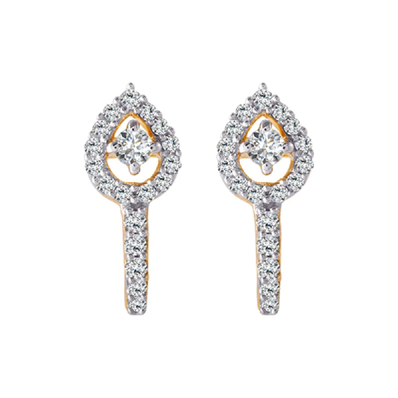 Statement Earrings for Weddings-18KT (750) Yellow Gold And Diamond Clip-on Earrings For Women