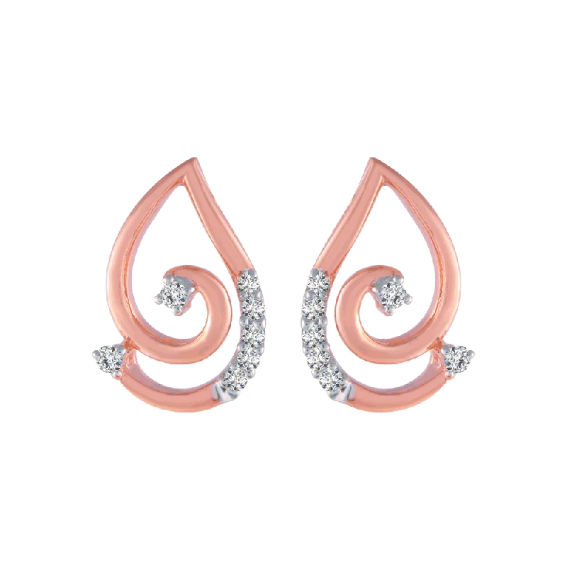 Multi-Strand Earrings-18KT (750) Rose Gold And Diamond Stud Earrings For Women