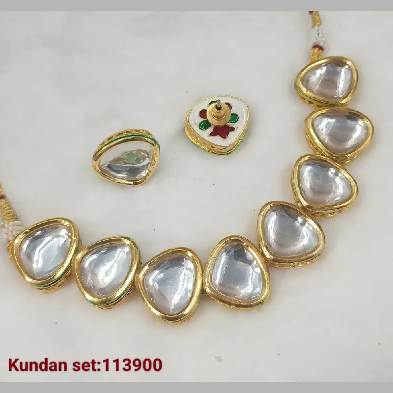 Luxury Silver Necklaces-Padmawati Bangles Gold Plated Kundan Necklace Set