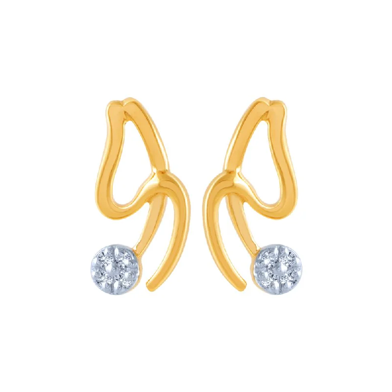 Heart Shaped Earrings-18k (750) Yellow Gold And Diamond Stud Earrings For Women