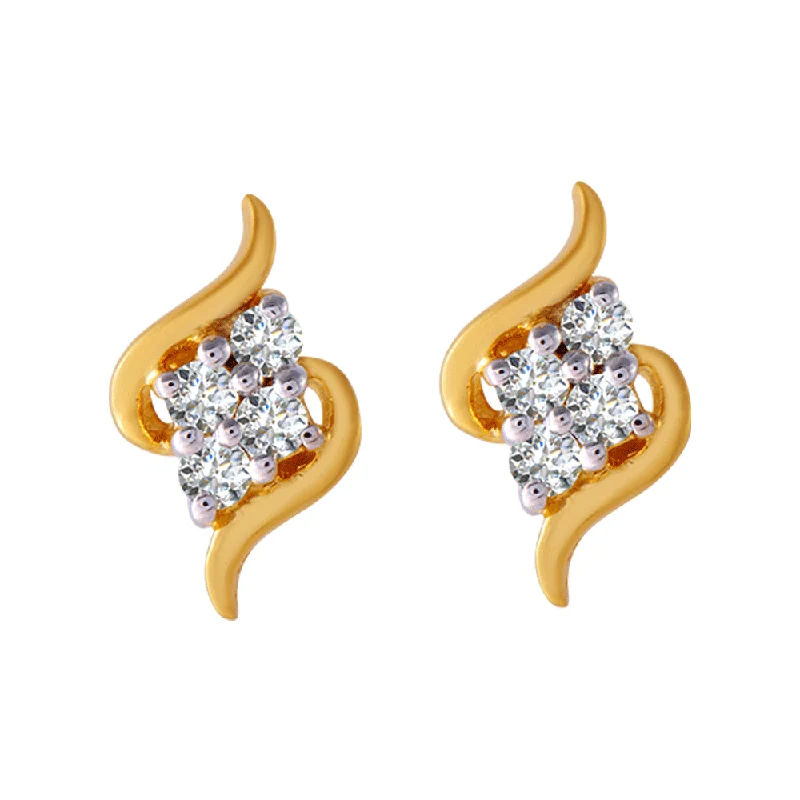 Gorgeous Long Earrings-18KT (750) Yellow Gold And Diamond Clip-on Earrings For Women