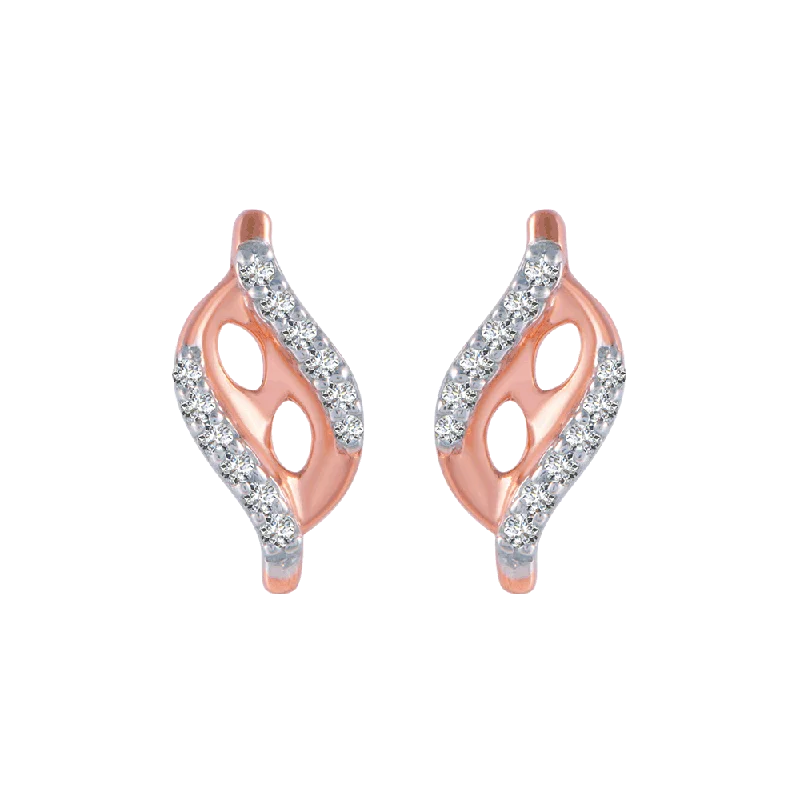 Swarovski Crystal Earrings-18KT (750) Rose Gold And Diamond Stud Earrings For Women