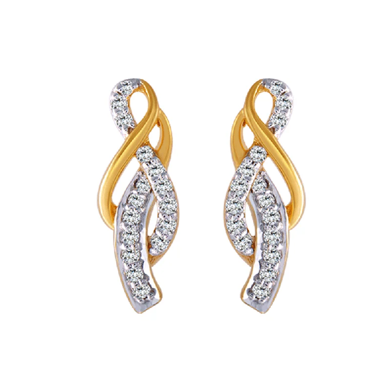 Golden Crystal Earrings-18KT (750) Yellow Gold And Diamond Clip-on Earrings For Women