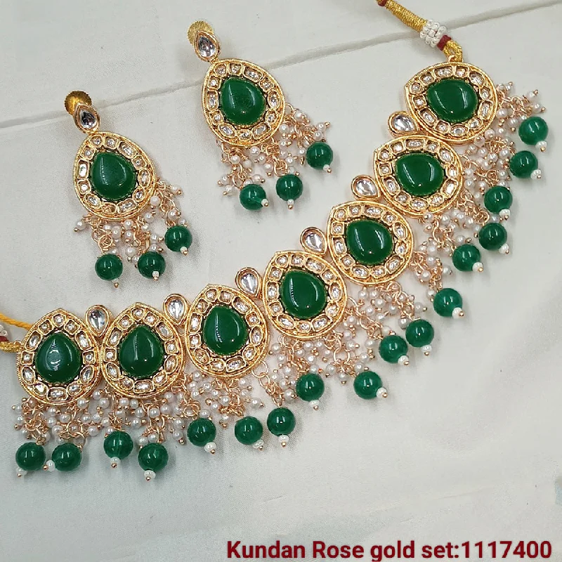 Sparkling Swarovski Necklaces-Padmawati Bangles Gold Plated Kundan & Beads Choker Necklace Set